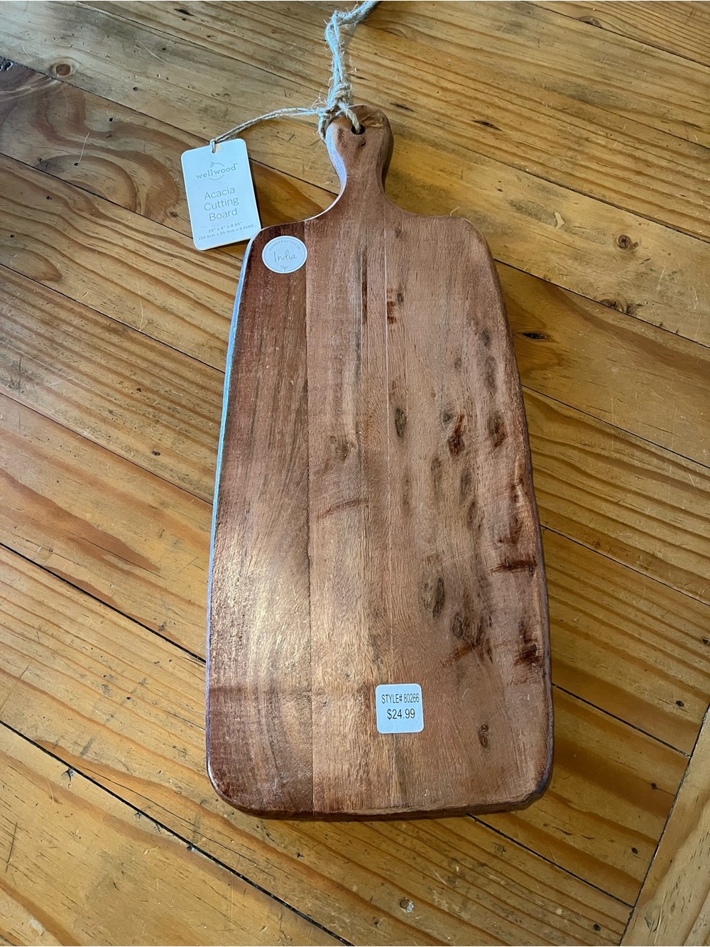 Wellwood by Home Essentials Acacia Wood Serving & Cutting Board with Handle